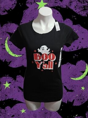 Time and Tru Black "Boo Y'all" Short Sleeve Tee